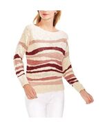 MSRP $99 Women&#39;s Vince Camuto Variegated Stripe Sweater, Beige Size LARGE - €10,34 EUR