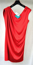 Mattox Red Drape Shirt Dress Evening Cocktail Sleeveless Dress 6 NWT Womens - $35.59