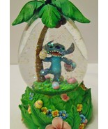 DISNEY LILO &amp; STITCH Easter Theme Water Globe Stitch with Eggs &amp; Palm Tree - £58.54 GBP