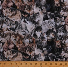 Cotton Wolves Wolf Pack Howling Animals Gray Fabric Print by the Yard D483.41 - £9.35 GBP