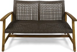 Outdoor Loveseat With Natural Finish And Mixed Mocha Wicker By Great Deal - £205.99 GBP