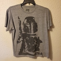 Star Wars Boba Fett Heather Gray Graphic T-Shirt Cotton Sz Lg - $11.65