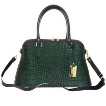 Giordano Italian Made Genuine Green Crocodile Embossed Leather Tote Handbag - £433.45 GBP