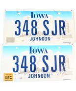 2007 United States Iowa Johnson County Passenger License Plate 348 SJR - £25.13 GBP