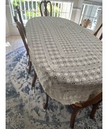 Lace Tablecloth White / Ivory HANDMADE 84&quot; x 54~ VINTAGE OVAL - $107.91