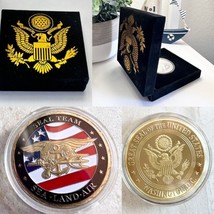 US Navy Seal Team Sea Land Air Military Challenge Coin W/ Beautyful Velvet Case - £15.56 GBP