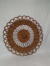 Vintage Woven Straw Tray Basket Wall Hanging Art Decor, 16&quot; - £10.85 GBP