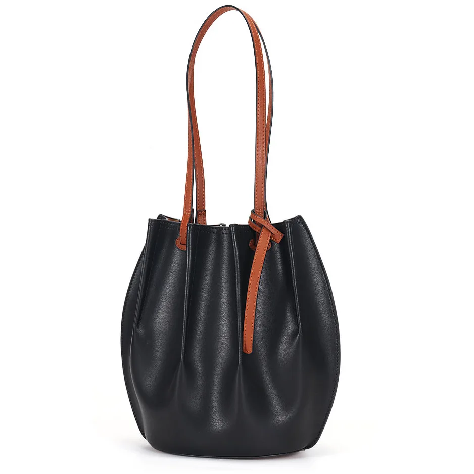 100% Genuine Leather Tote bag Fashion Women Handbag Designer Cowhide Bucket Bag  - £74.55 GBP