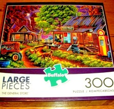Jigsaw Puzzle 300 Large EZ Grasp Pieces General Store Cat Dogs Tractor Complete - £10.25 GBP