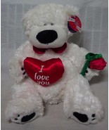 Fisrt &amp; Main ELLIOTT WHITE TEDDY BEAR W/ I LOVE YOU HEART 9&quot; Plush ANIMA... - $341.09 MXN