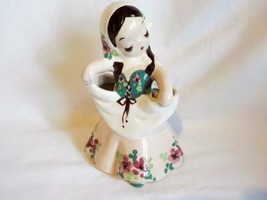 Vintage DeLee Art Pottery NINA Figurine Pink Skirt Flowers Double Vase P... - £10.79 GBP