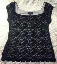 Black Lace Blouse Sz S Dress Barn Collection Professional Sexy - £19.52 GBP