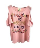No #SELFIE Control Pink Top Cold Shoulder Girl&#39;s Size Medium 10/12 - £11.41 GBP