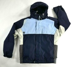 Sessions Snowboard Blue Color Block Jacket Insulated Hood Parka Unisex Medium*** - £33.92 GBP