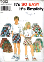 Simplicity Sewing Pattern 9052 Size A 7,8,10,12,14 Girls&#39; &amp; Boys&#39; Shorts Boxers - £5.19 GBP