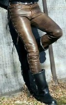 Men&#39;s cowhide Leather Levi&#39;s StylePant Designer Slim Fit Black Skinny Trouser - £140.43 GBP