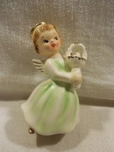 Vtg Fine A Quality Japan Ceramic Christmas Angel Girl w/ Candle Figurine 3 1/2&quot; - £11.13 GBP