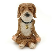CUTE MEDITATING DOG STATUE 4.5&quot; Yoga Lotus Pose Zen Puppy Small Resin Fi... - $273.74 MXN