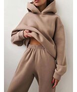 Women&#39;s Casual Hooded Sweater Two-piece Suit Clothes Hoodie Tracksuit - $36.00