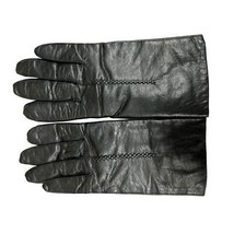 VTG Black Leather Fur Lined Ladies Gloves Sz M Made in Japan 1970s - $39.20