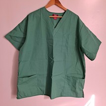 M&amp;M Scrub Top Unisex Adult Hospital Green short sleeve v-neck pen pocket 2XL - £13.23 GBP