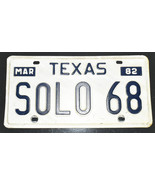 Vintage Personalized License Plate Texas SOLO68 Single 1982 - $14.99