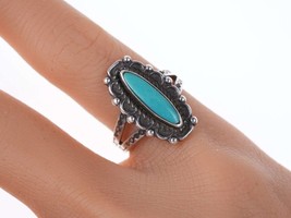 sz5.5 Vintage Fred Harvey Era Native American sterling and turquoise ring - £62.31 GBP
