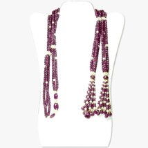 Faceted Ruby Beads Lariat Necklace with Cultured Pearls - £5,922.46 GBP