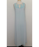 Montgomery Ward Nightgown Small Blue Nylon Floral Sheer - £19.03 GBP
