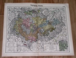 1905 Antique Map Of Thuringia Thüringen / Erfurt Eisenach Germany - £15.08 GBP