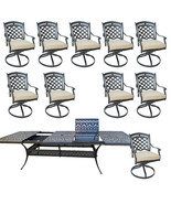 11 piece outdoor dining set cast aluminum powder coated 132 extension ta... - £3,821.03 GBP