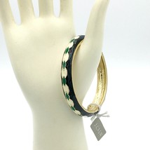J CREW enamel metal bangle bracelet - NEW $28 goldtone black green geometric - $13.00