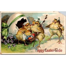 Antique Embossed Happy Easter Postcard, Chicks and Eggs Anthropomorphic,... - £9.88 GBP