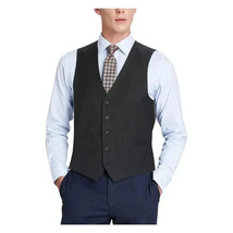 Men's Renoir Suit Vest V-neck Adjustable Strap 5Button 2Pockets 201-1 Black image 2