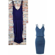 Grace Karin Navy Blue Spaghetti Straps V-Neck Ruched Bodycon Dress Mediu... - $552.05 MXN