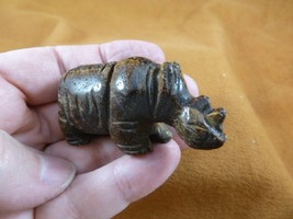 (Y-RHI-726) brown Tiger&#39;s eye RHINO rhinoceros gemstone FIGURINE carving... - $17.53