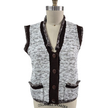 VTG 70s 80s Adolfo Sport Acrylic Sweater Vest Heathered/Solid Brown Women M - $39.20
