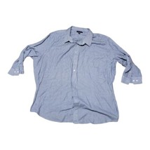 KS Signature Mens 22 33/4 Big Blue Plaid Button Down Shirt Business Casual  - £14.92 GBP