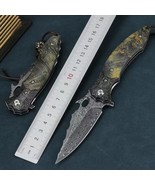 RAZOR SHARP HANDMADE DAMASCUS STEEL FOLDING FLIPPER BLODE KNIFE HUNTING ... - £76.70 GBP