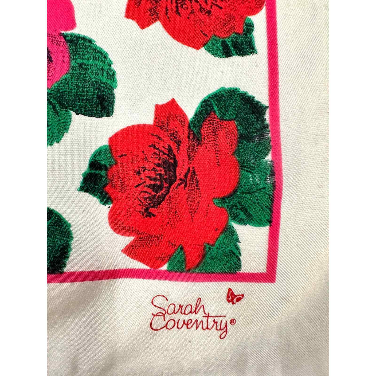 1960s RETRO VTG SARAH COVENTRY Roses Scarf 30" Square Acetate Signed Item image 3