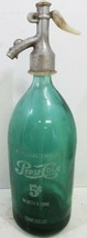 Blue Seltzer Bottle Etched Pepsi Cola 5c Bottling Glass Circa 1940&#39;s - $395.00