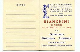 Bianchini Gold &amp; Silversmith Business Card Firenze Italy with Map - $13.86