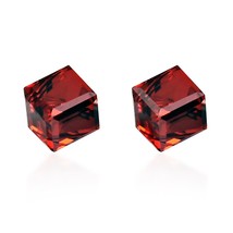 Square 3.5mm Red Crystal Cube .925 Silver Stud Earrings - £11.22 GBP