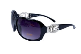 Sunglasses Women Black Silver Frame Oversize UV400 Polycarbonate Black Lens - £11.85 GBP