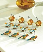 Set of 12 Shower Curtain Hooks Antique Aviary Bathroom Collection Birds ... - $9.20
