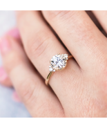 Round Diamond Vintage Style Ring 925 Silver Solitaire Moissanite Engagem... - $285.52 CAD