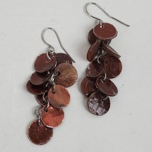 Vintage Native Tribal Grunge Metal Circles Hook Earrings 2&quot; Dangle Drop - £6.43 GBP