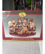 Vintage Nativity Set Children Wood Base 11 Pieces Handpainted Animals Box - $24.69 CAD
