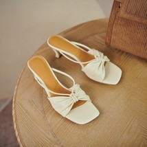 New Pleated Slipper Shoes Women High Heels Summer Beach Slides Sandals Open Toe  - £76.53 GBP