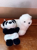 Lot of Enesco Nici Black &amp; White Plush Panda Bear &amp; Unmarked Baby Seal S... - $9.49